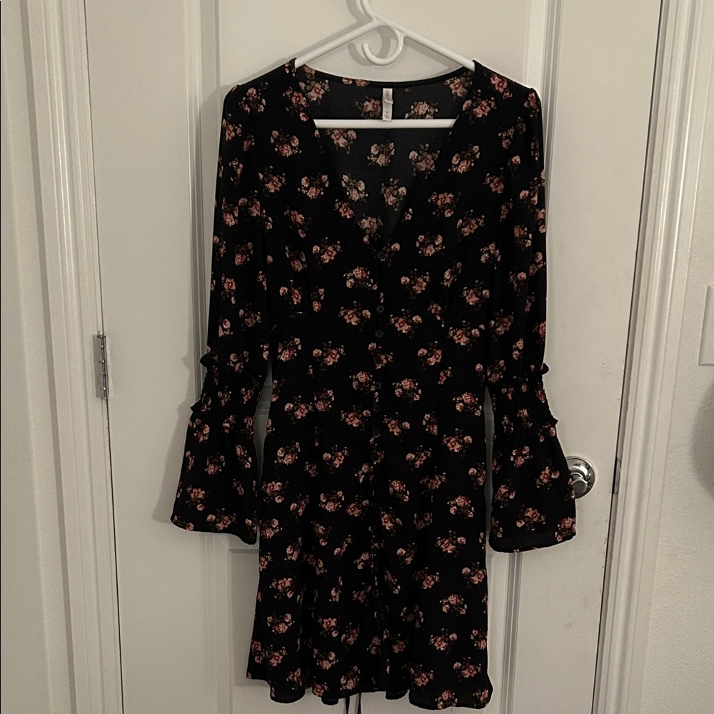 Xhilaration Long Sleeve Dress with Floral Design